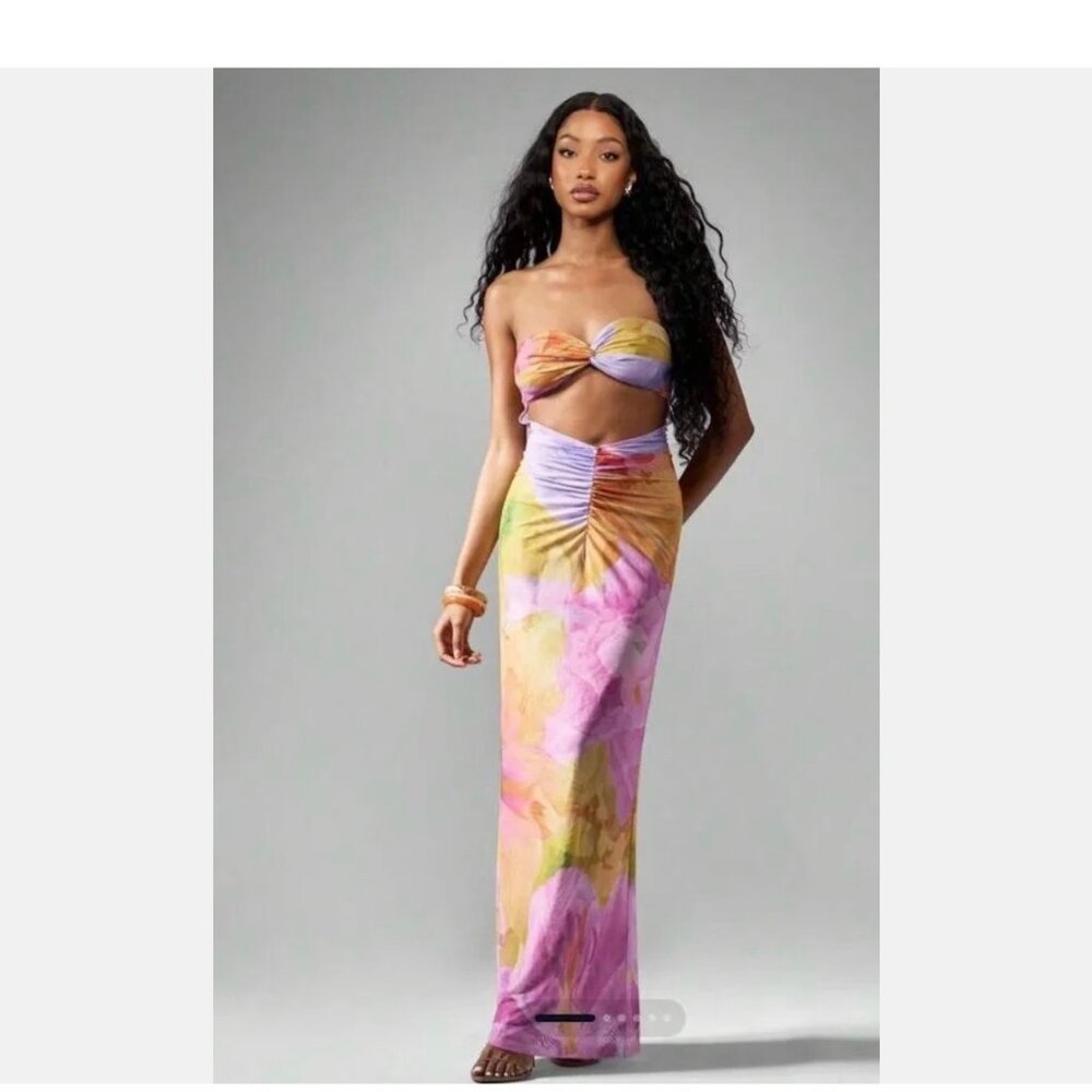 NWT Missguided Cut Out Dress Long Maxi Length Strapless Magnificent!